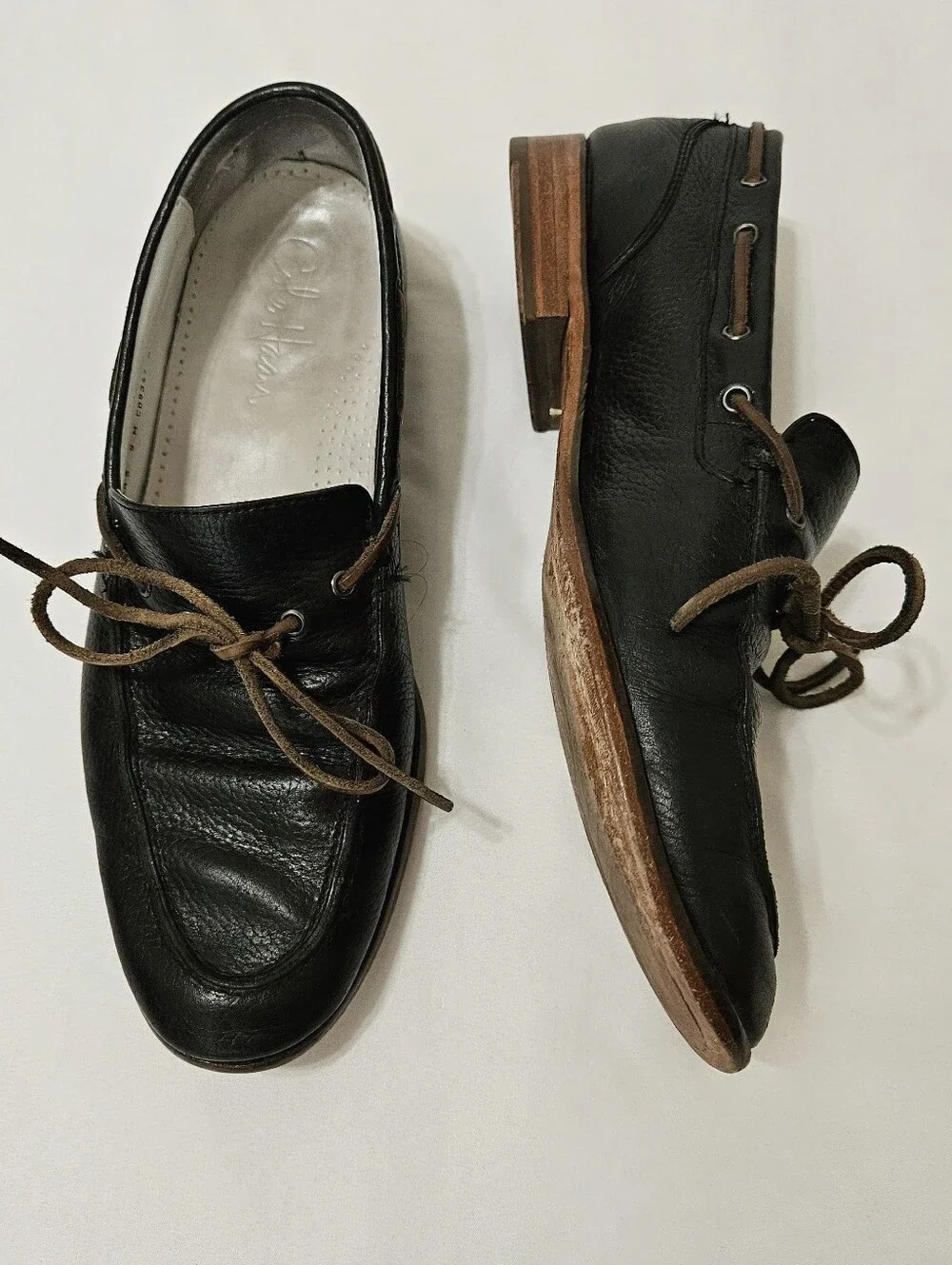 Cole Haan Shoes Mens Size 9 Black Leather Vtg Air Boat Loafers Slip On Dress